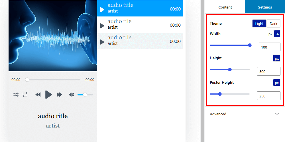 HTML5 Audio Player- Gutenberg Playlist Extensive Settings