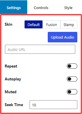 HTML5 Audio Player- Gutenberg Single Settings