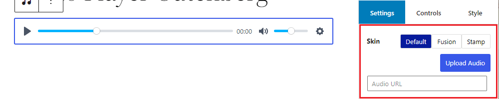 HTML5 Audio Player- Gutenberg Single Skin Default