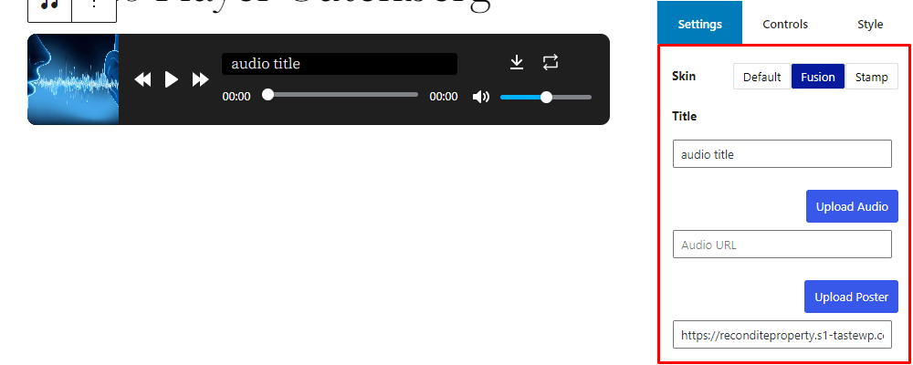 HTML5 Audio Player- Gutenberg Single Skin Fusion