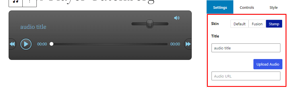 HTML5 Audio Player- Gutenberg Single Skin Stamp