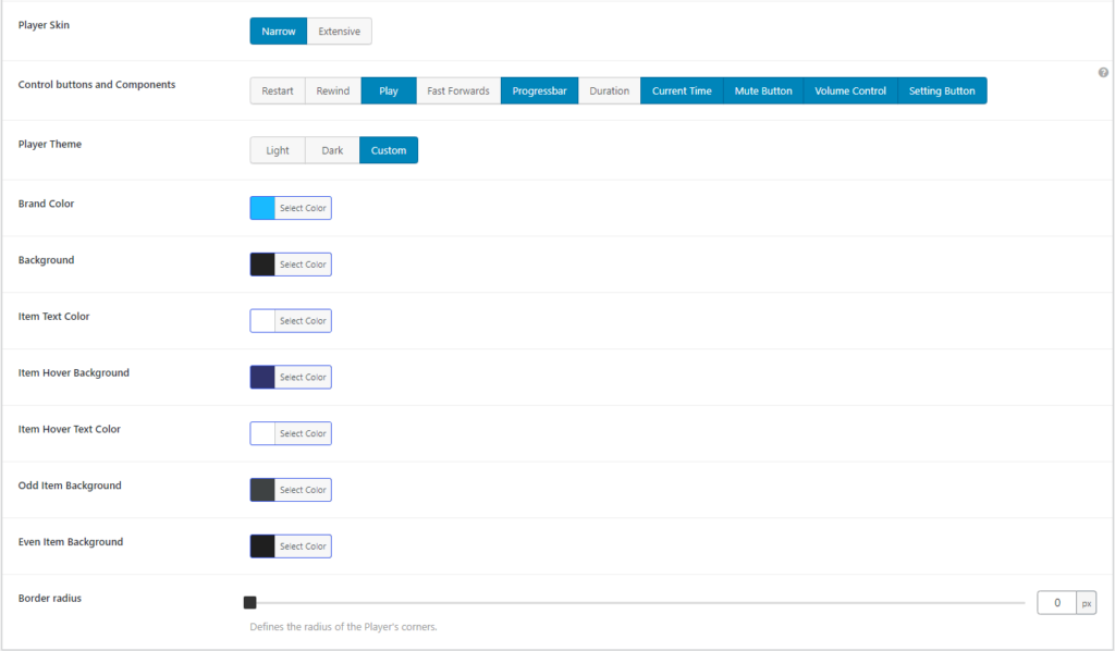 HTML5 Audio Player- ShortCode Playlist Skin Narrow