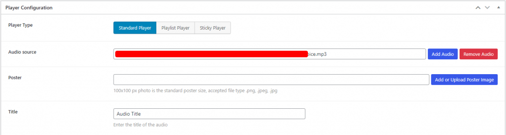 HTML5 Audio Player- ShortCode Standard Sources