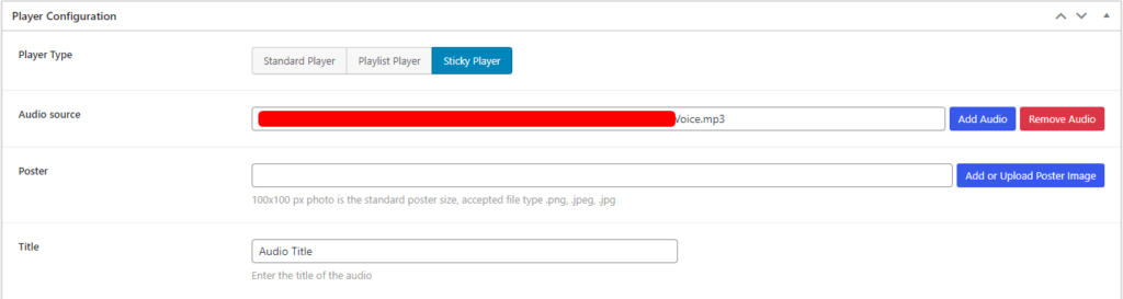 HTML5 Audio Player- ShortCode Sticky Sources