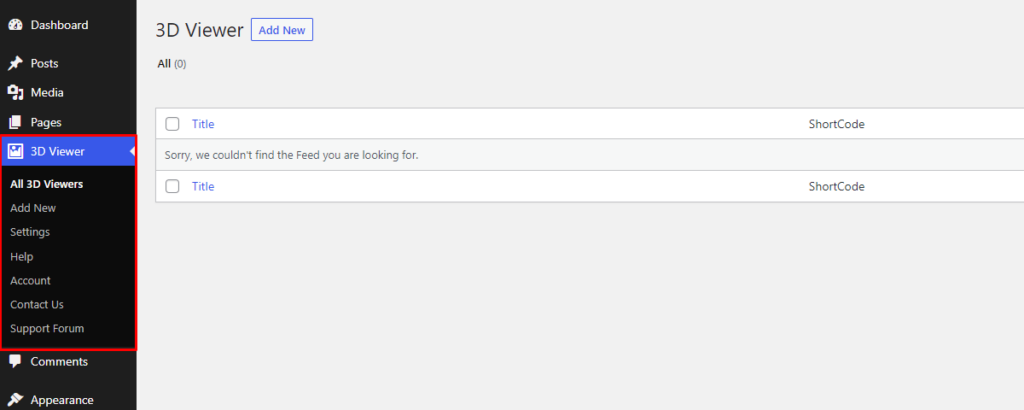 3D Viewer- Admin Menu