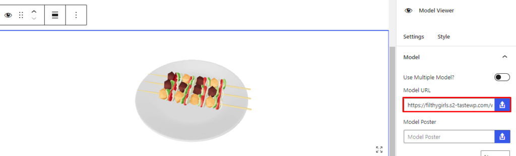 This is the screenshot of  3D Viewer- Gutenberg Settings