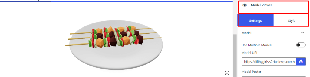 3D Viewer- Gutenberg Sidebar Settings