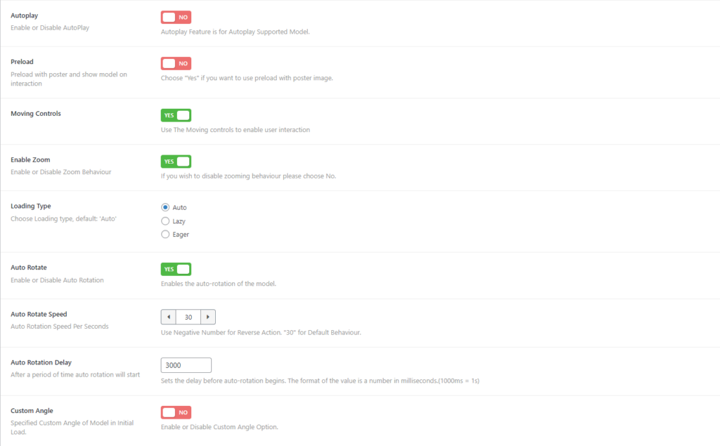 3D Viewer- ShortCode Options