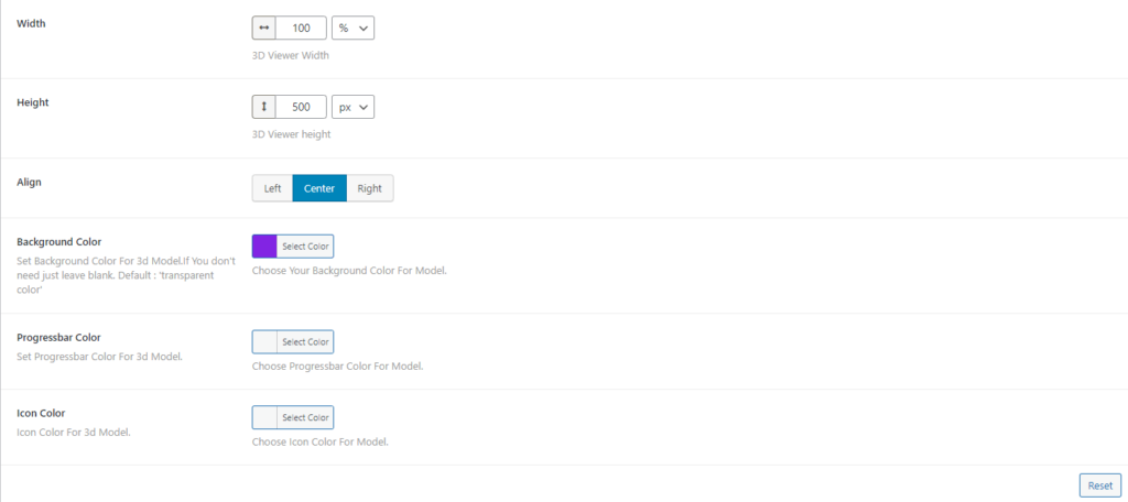 3D Viewer- ShortCode Styles