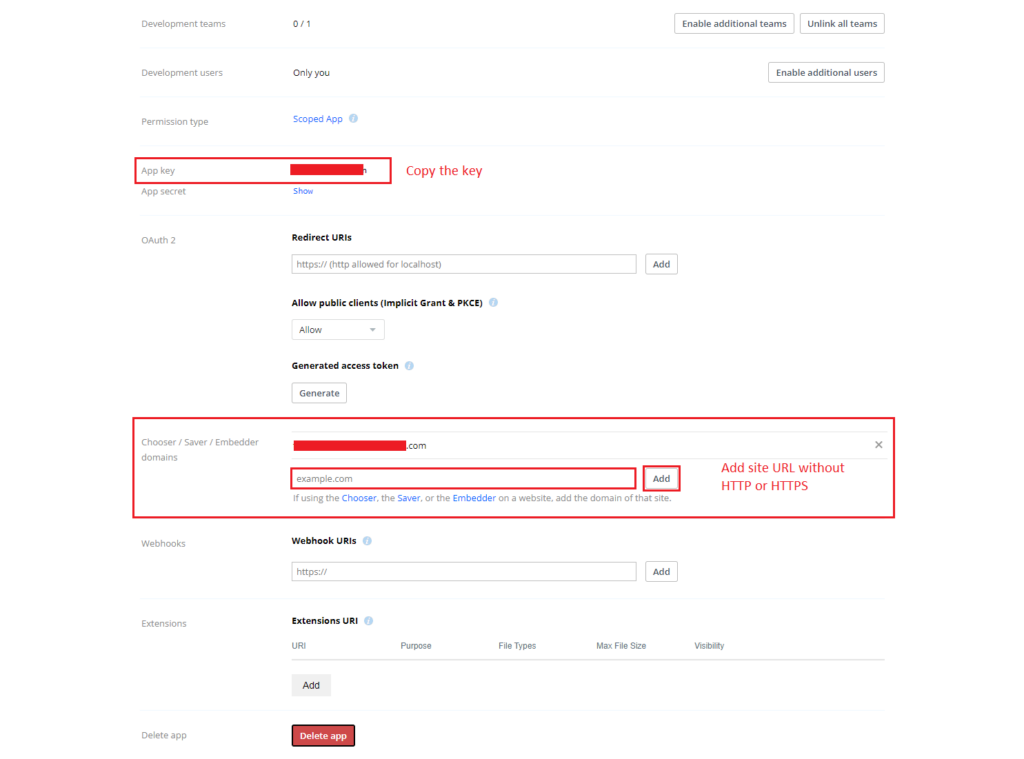 API- Dropbox Copy Key
