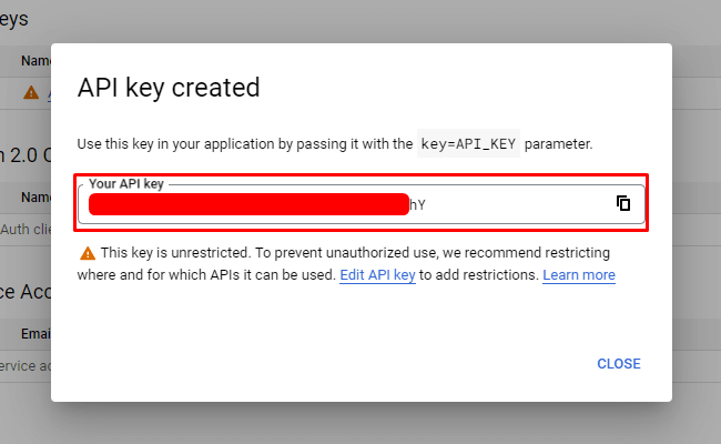 API- Google Copy API Key