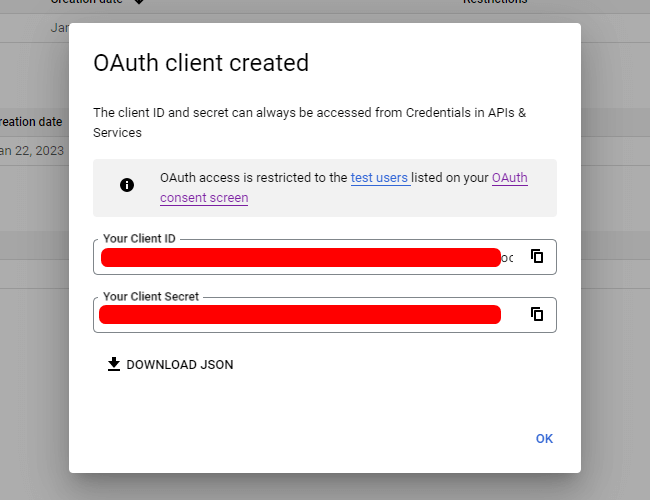 API- Google Copy OAuth Client Id