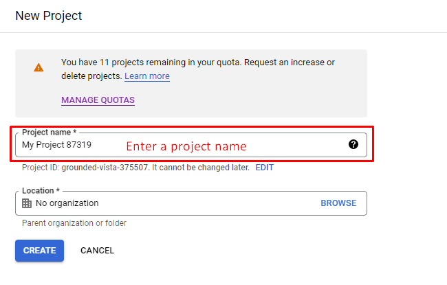 API- Google Create Project