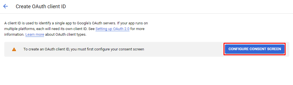 API- Google OAuth Configure Consent Screen