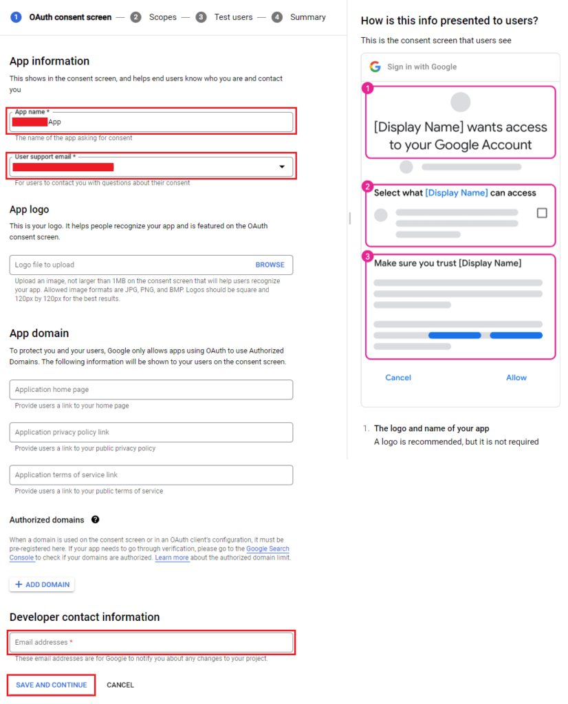 API- Google OAuth Consent Screen App Information