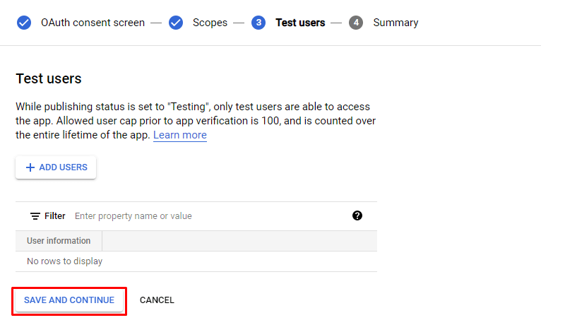 API- Google OAuth Consent Screen Test Users