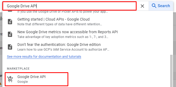 API- Google Select Google Drive API