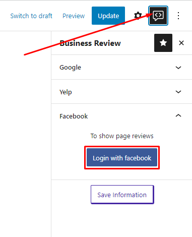 Business Review- Login Facebook