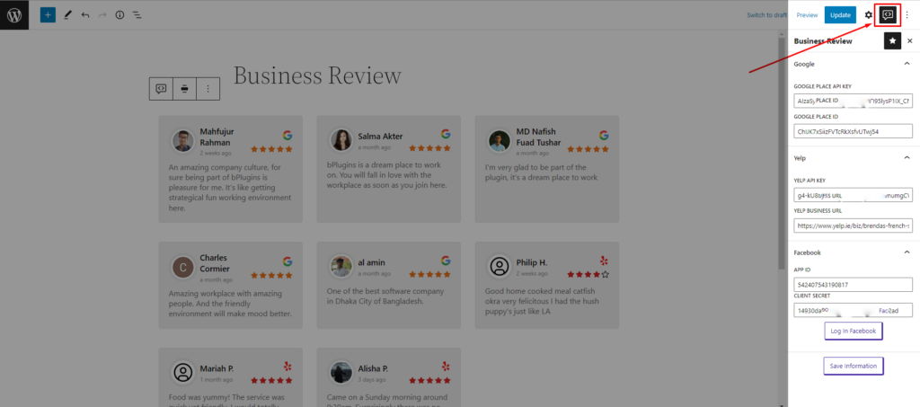 Business Reviews- Insert Keys