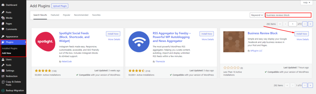 Business Reviews- Install by Search