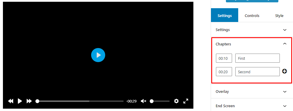 HTML5 Video Player- Gutenberg ShortCode Chapters