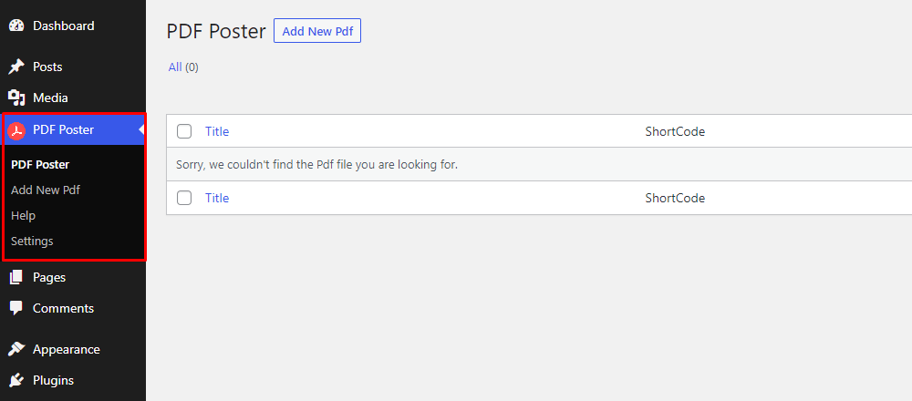 PDF Poster- Admin Menu