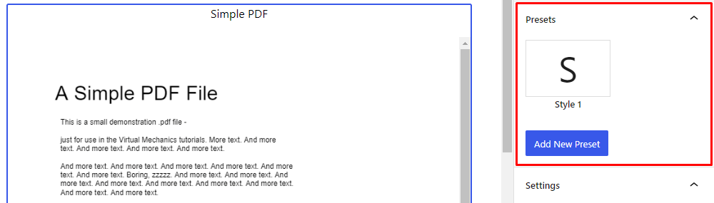PDF Poster - Gutenberg Presets