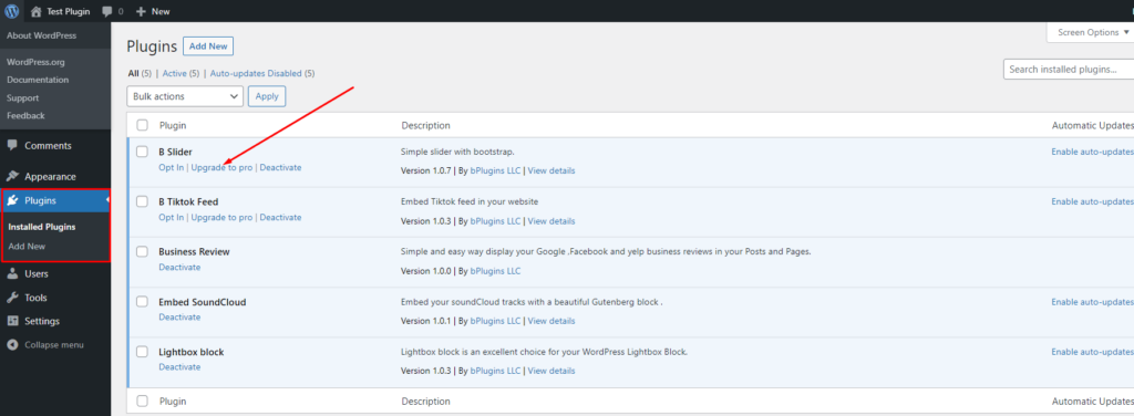 B Slider- Activate Plugin
