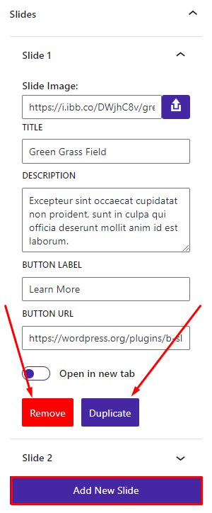 B Slider- Add, Remove, Duplicate