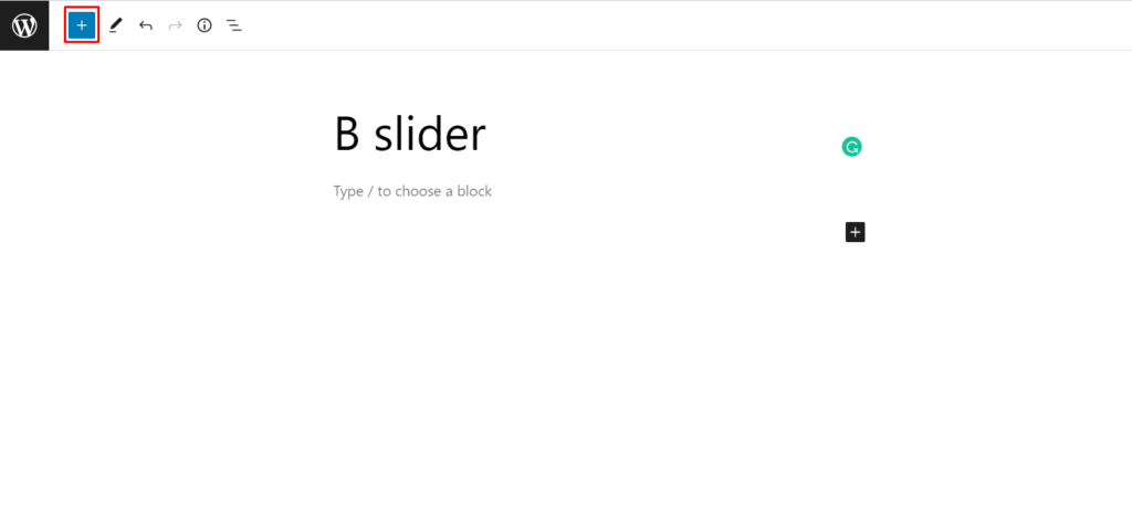 B Slider- Block Add Plus Icon