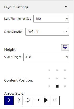 B Slider- Layout Setting