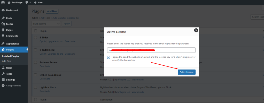 B Slider- License Key