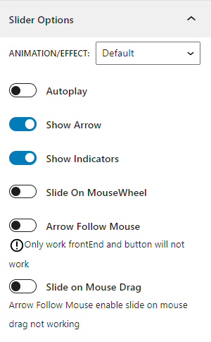 B Slider- Slider Options Settings