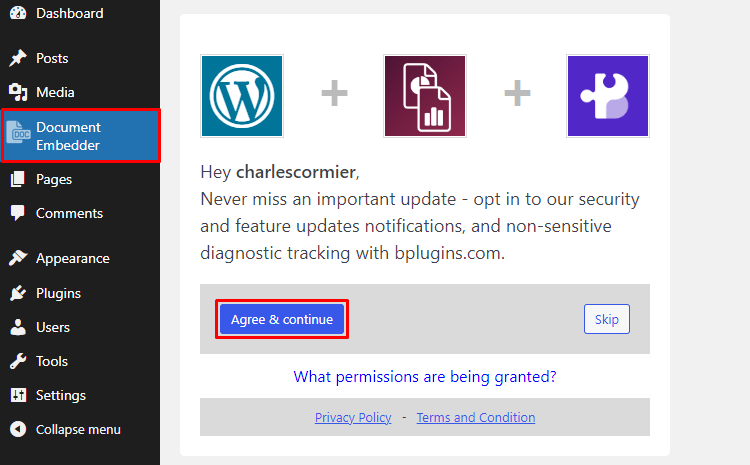 Document Embedder- Allow after Install
