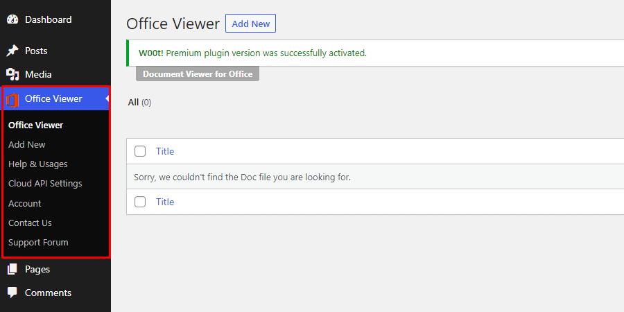 Document Viewer- Admin Menu