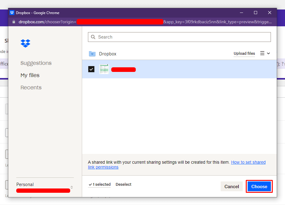 Document Viewer- Choose File from Dropbox