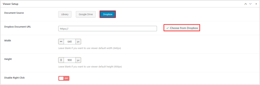 Document Viewer- Configure Dropbox