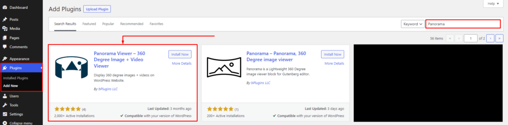 Panorama- Install by Search