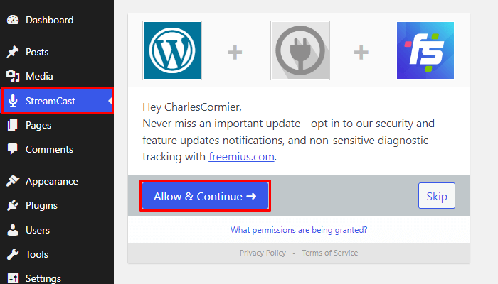 StreamCast- Allow after Install