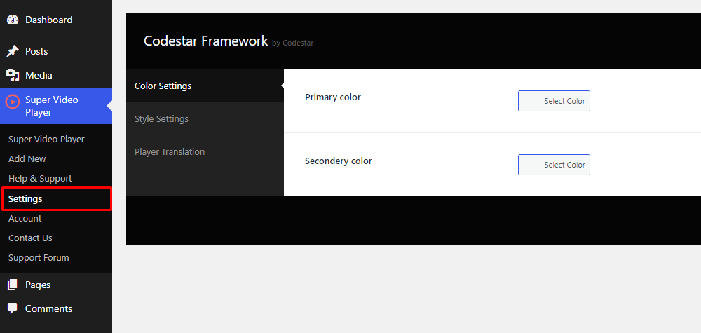 Super Video Player- Settings