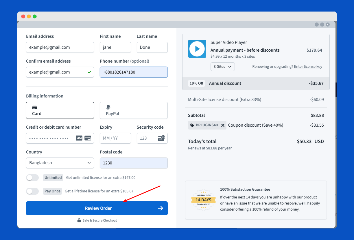 Super Video Player - Purchase Order review