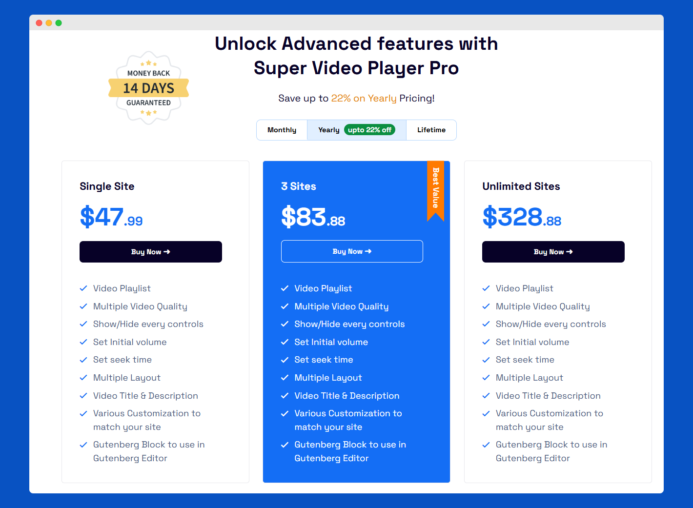 Select your Pricing plan