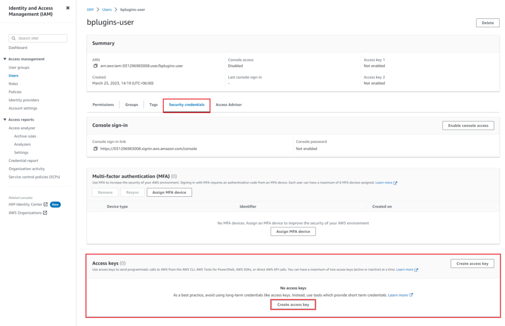 API- AWS Create Access Key