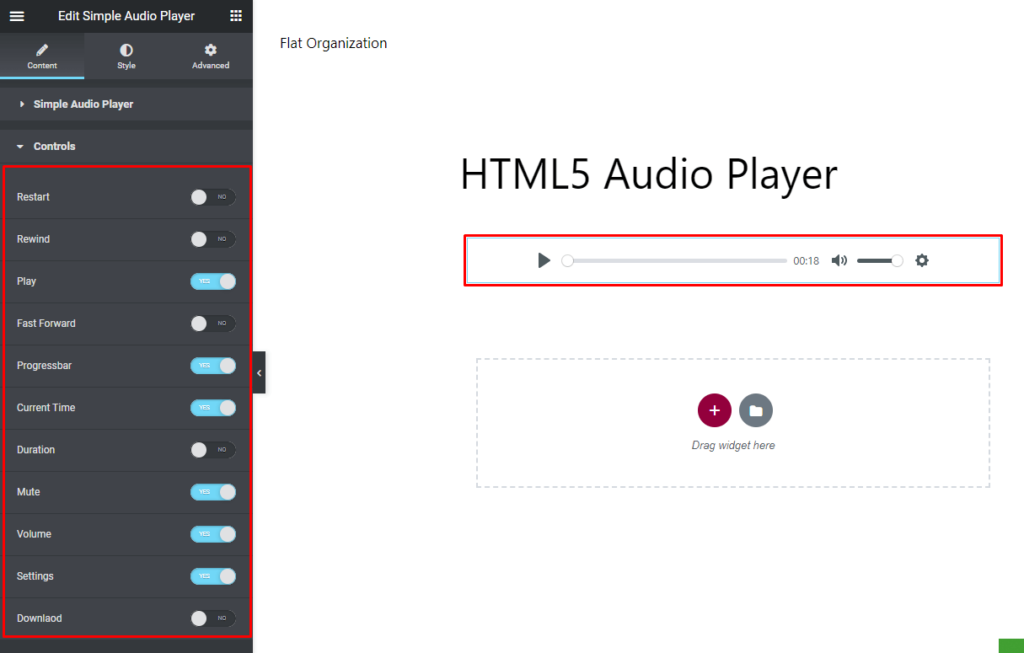 HTML5 Audio Player- Elementor Simple Player Controls