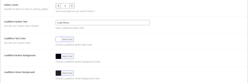 Panorama- Configure Gallery Options