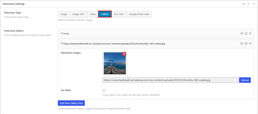 Panorama- Configure Gallery Source