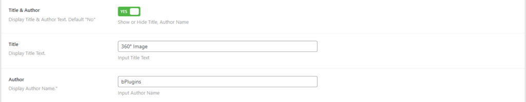 Panorama- Configure Image 360° Title & Author