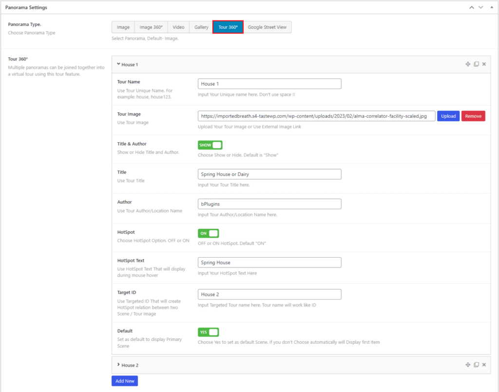 Panorama- Configure Tour 360°