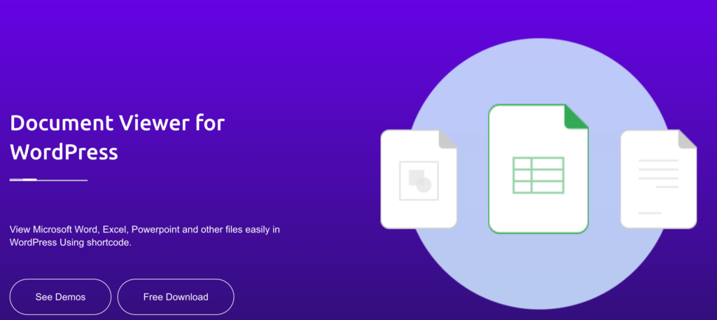 home page of WordPress document viewer plugin by bPlugins