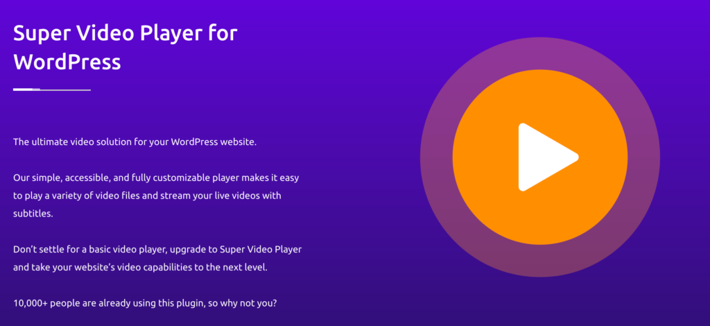 super video player wordpress plugin home page overview